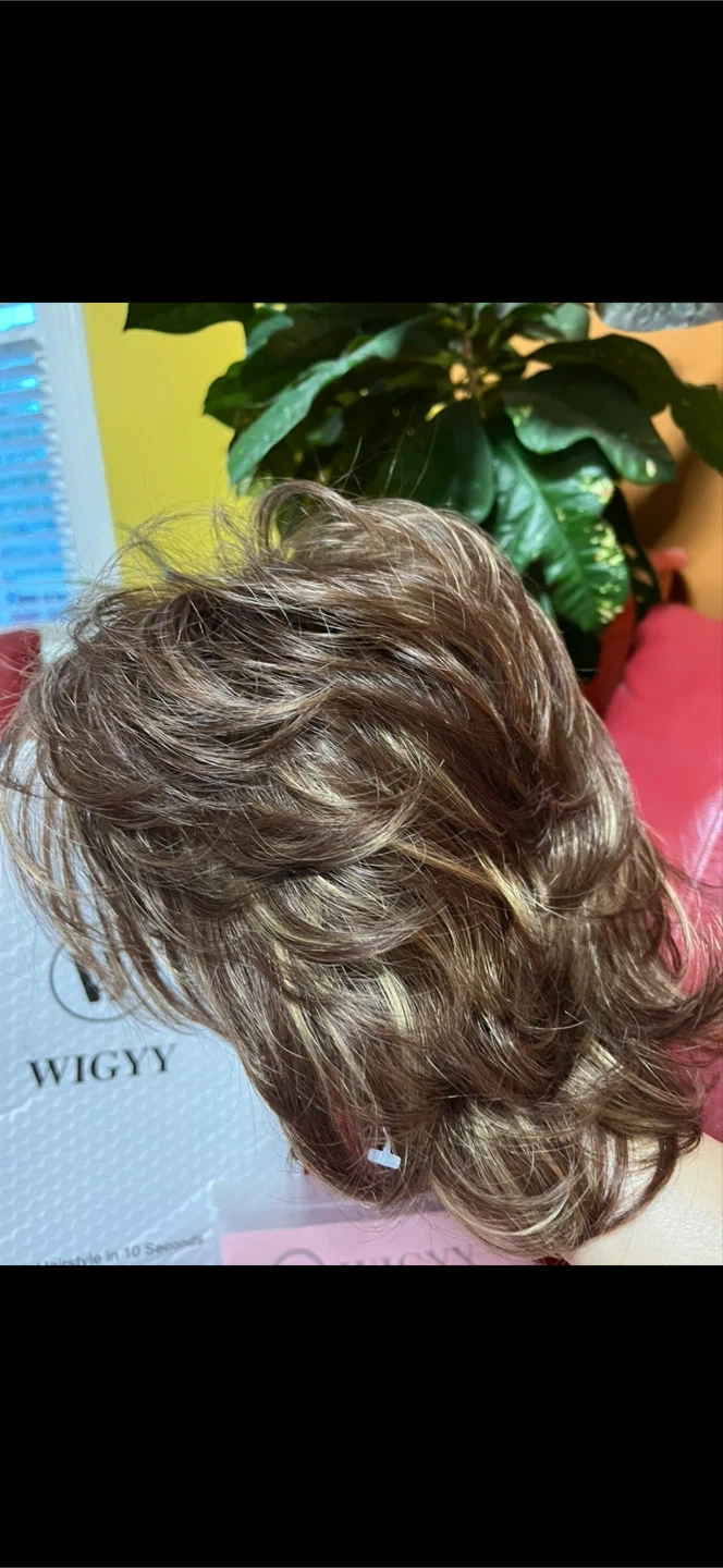 WIGGY Short Curly Wig Brown Blonde Highlights - photo 3
