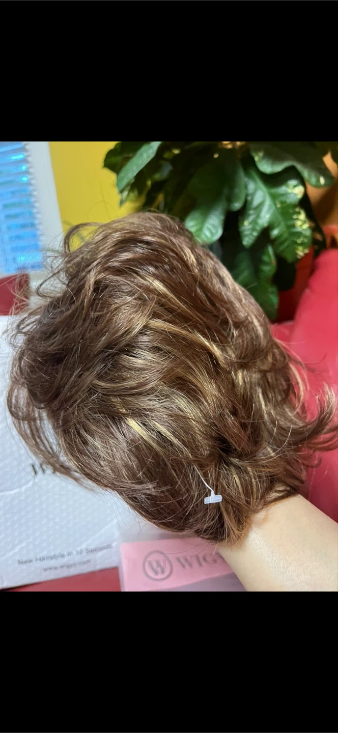 WIGGY Short Curly Wig Brown Blonde Highlights - photo 4
