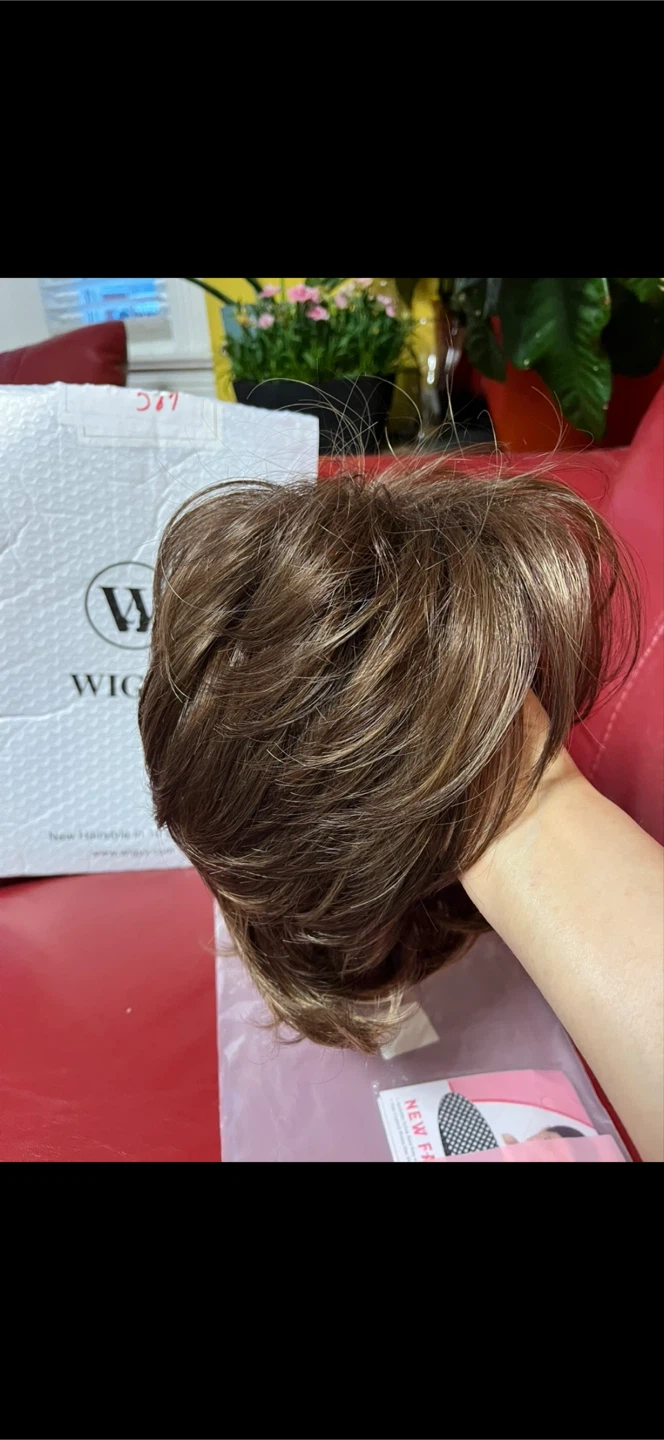 WIGGY Short Curly Wig Brown Blonde Highlights - photo 5