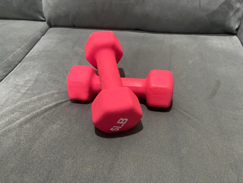 Neoprene coated Pink 5lb Dumbbells (Pair)