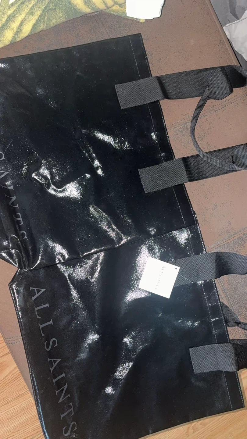 AllSaints Black Patent Tote Bag