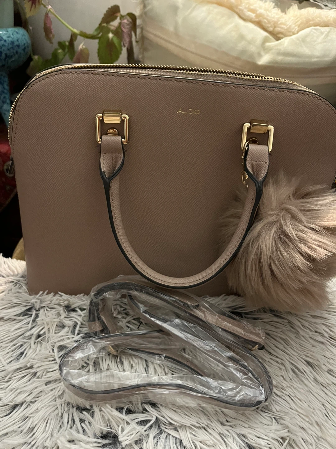 ALDO Satchel Handbag with Pom Pom