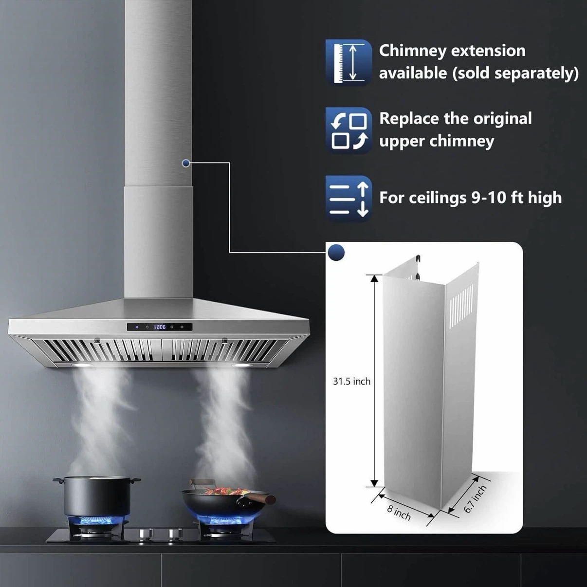 SNDOAS Range Hood-30"-Silver-Wall Mount - photo 3