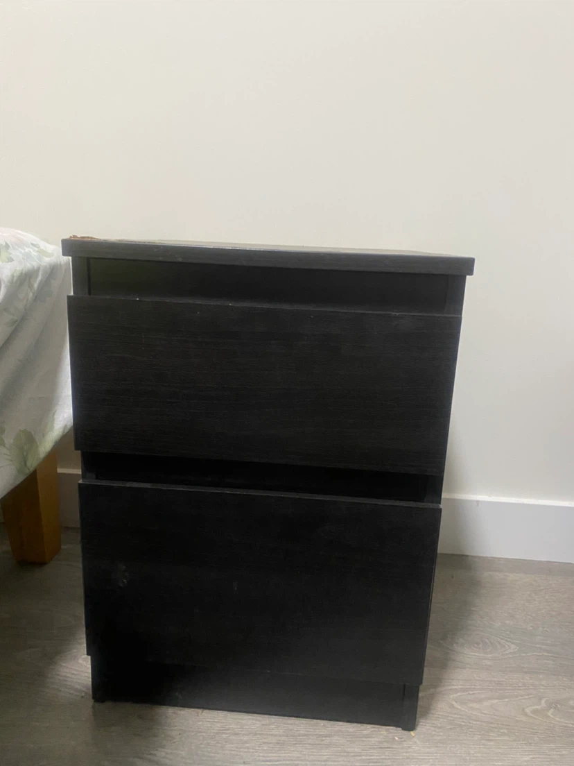 Black 2-Drawer Nightstand