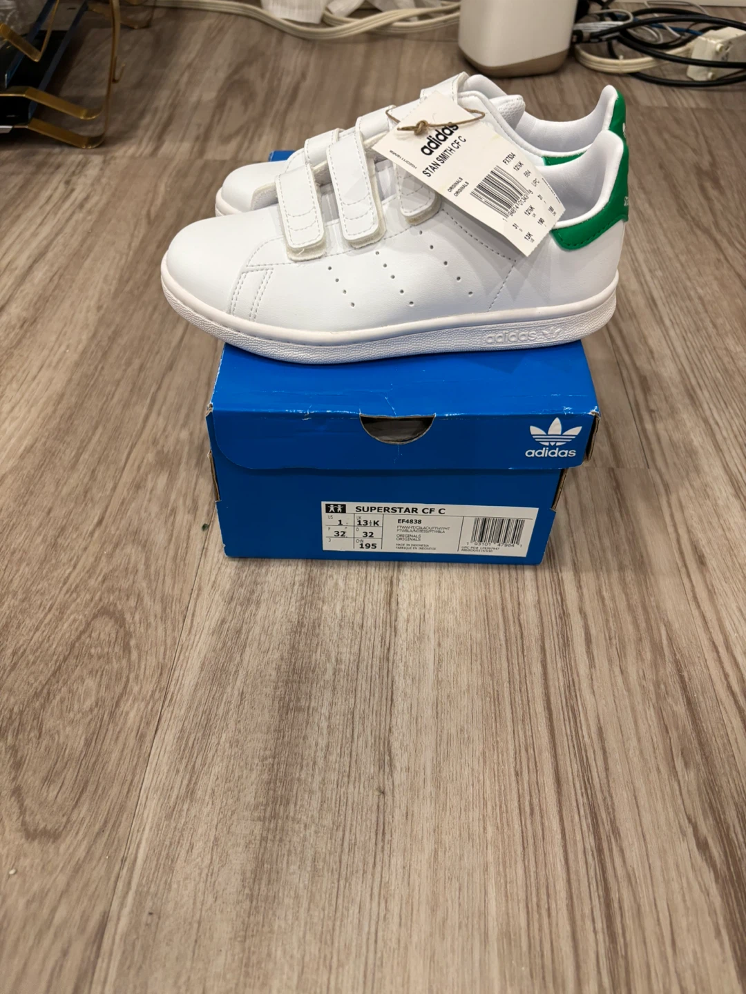 Adidas Stan Smith CF C White Green Toddler Shoes - photo 4