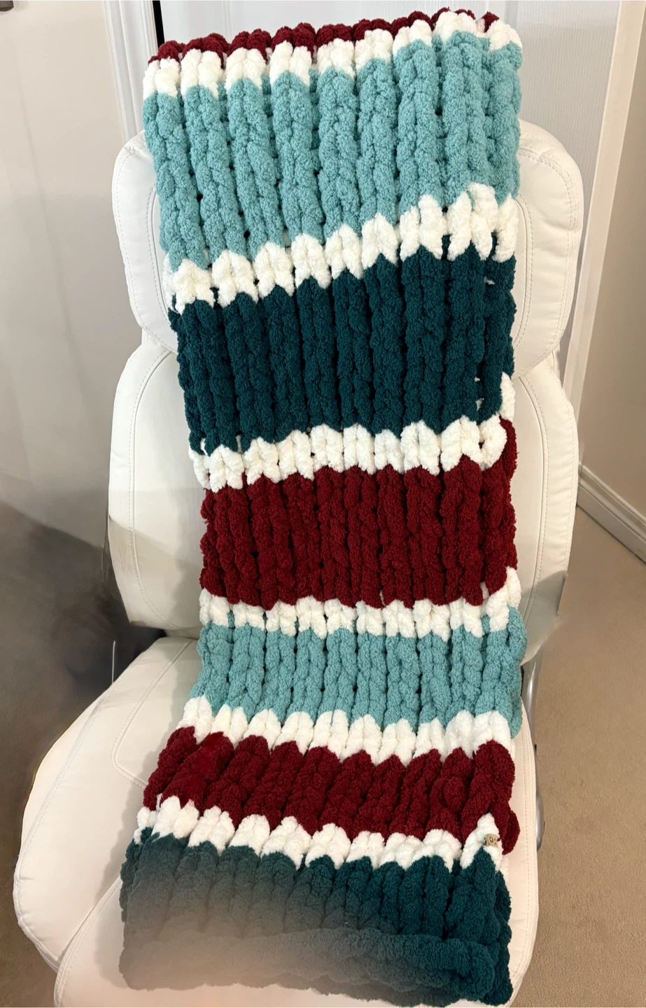 Chunky Knit Striped Throw Blanket