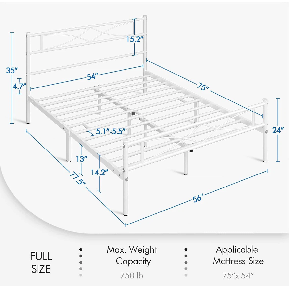 Double Bed Frame with mattress 12 inches - photo 5