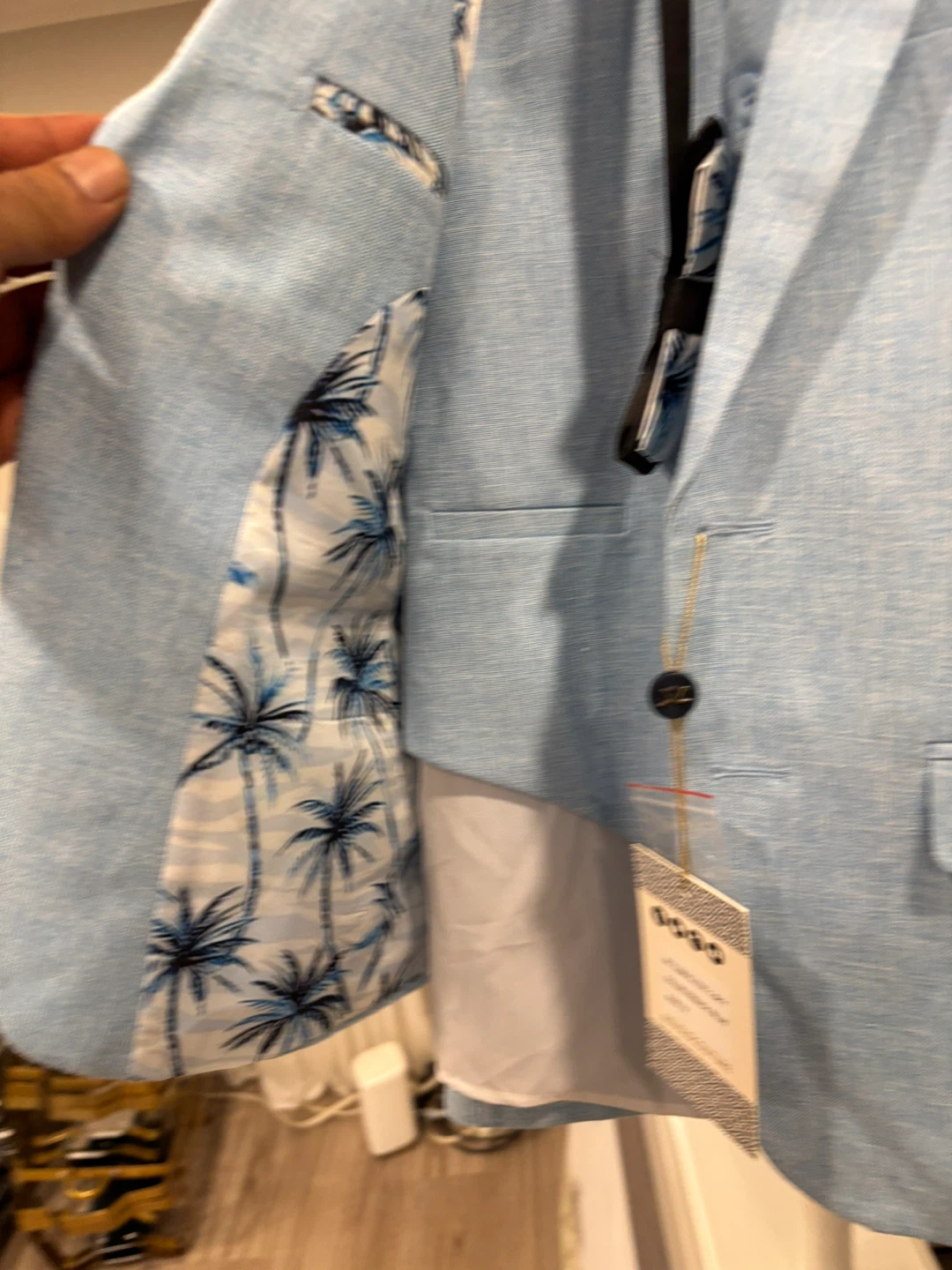 Light Blue Linen Suit with Palm Tree Lining - photo 2