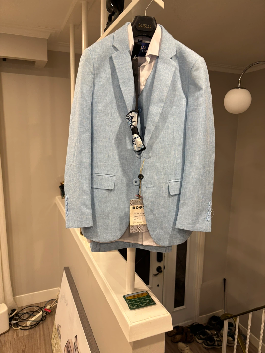 Light Blue Linen Suit with Palm Tree Lining - photo 5