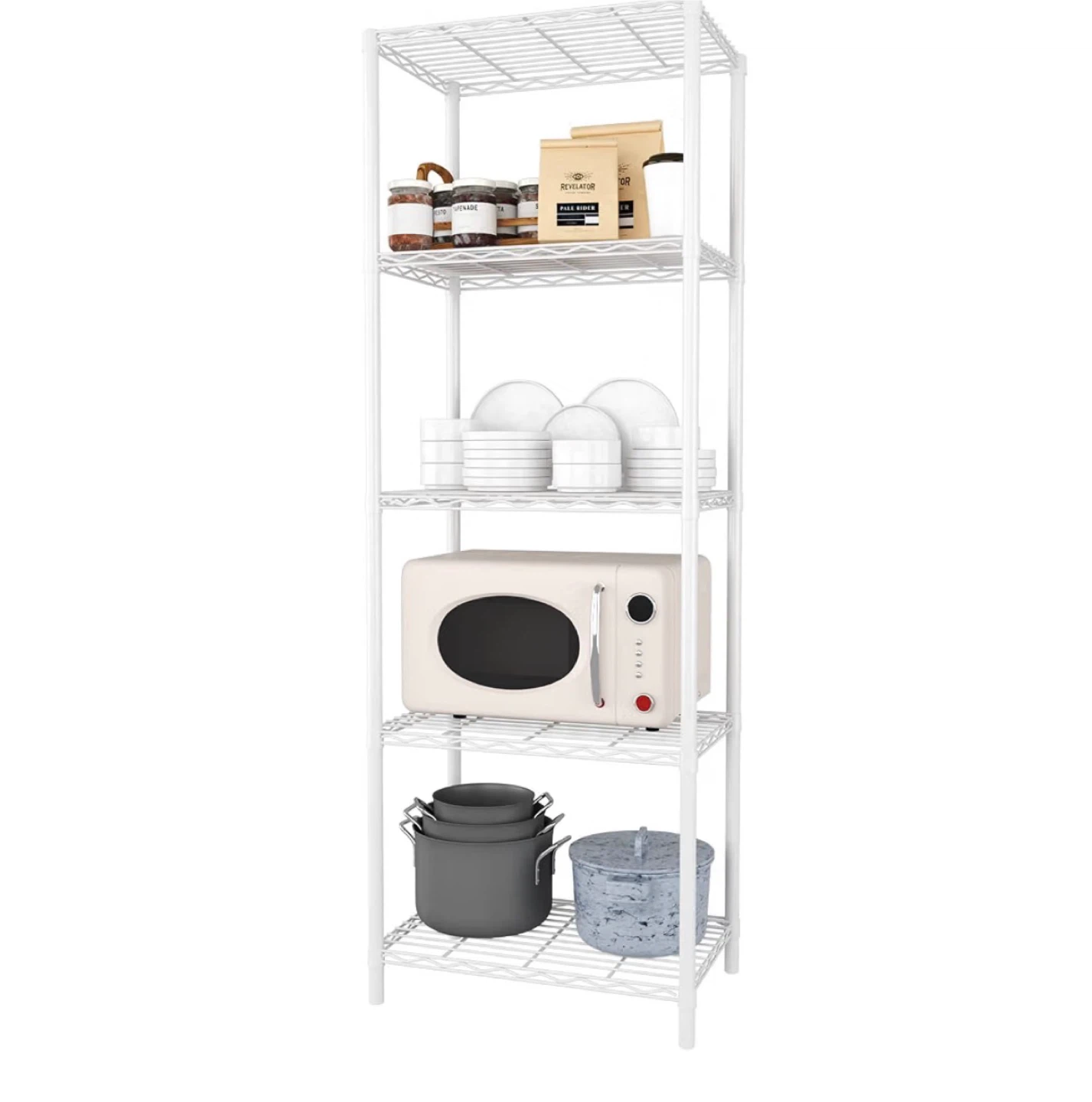 White 5-Tier Wire Shelving Unit