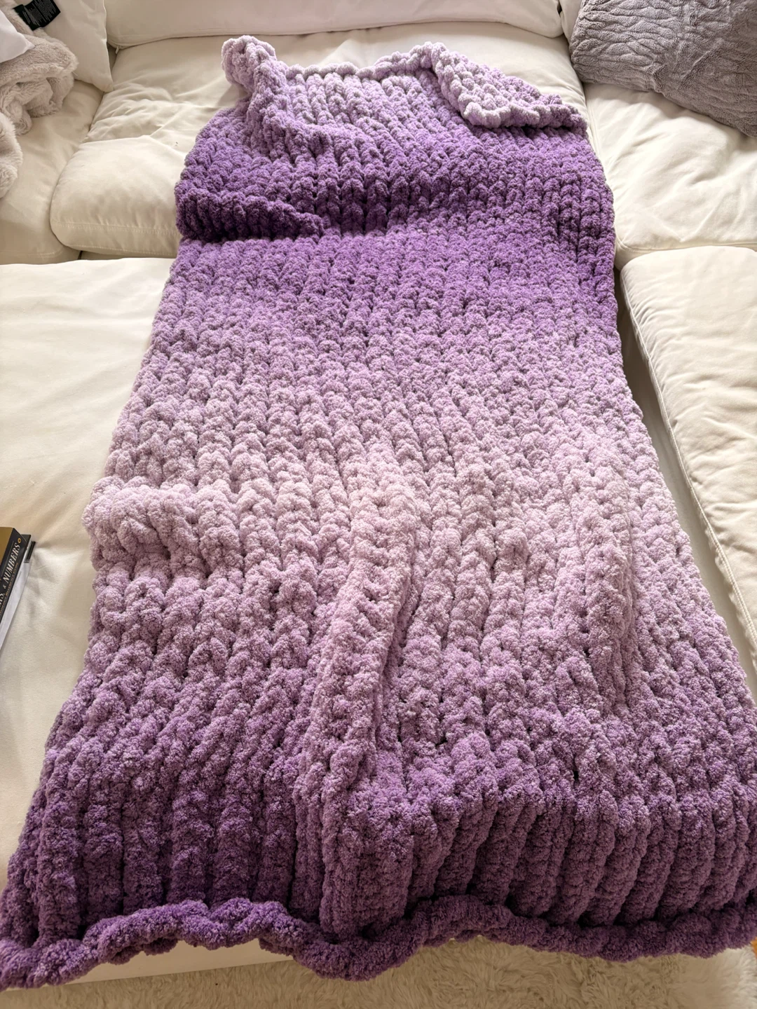 Chunky Knit Throw Blanket - Purple Ombre - photo 2