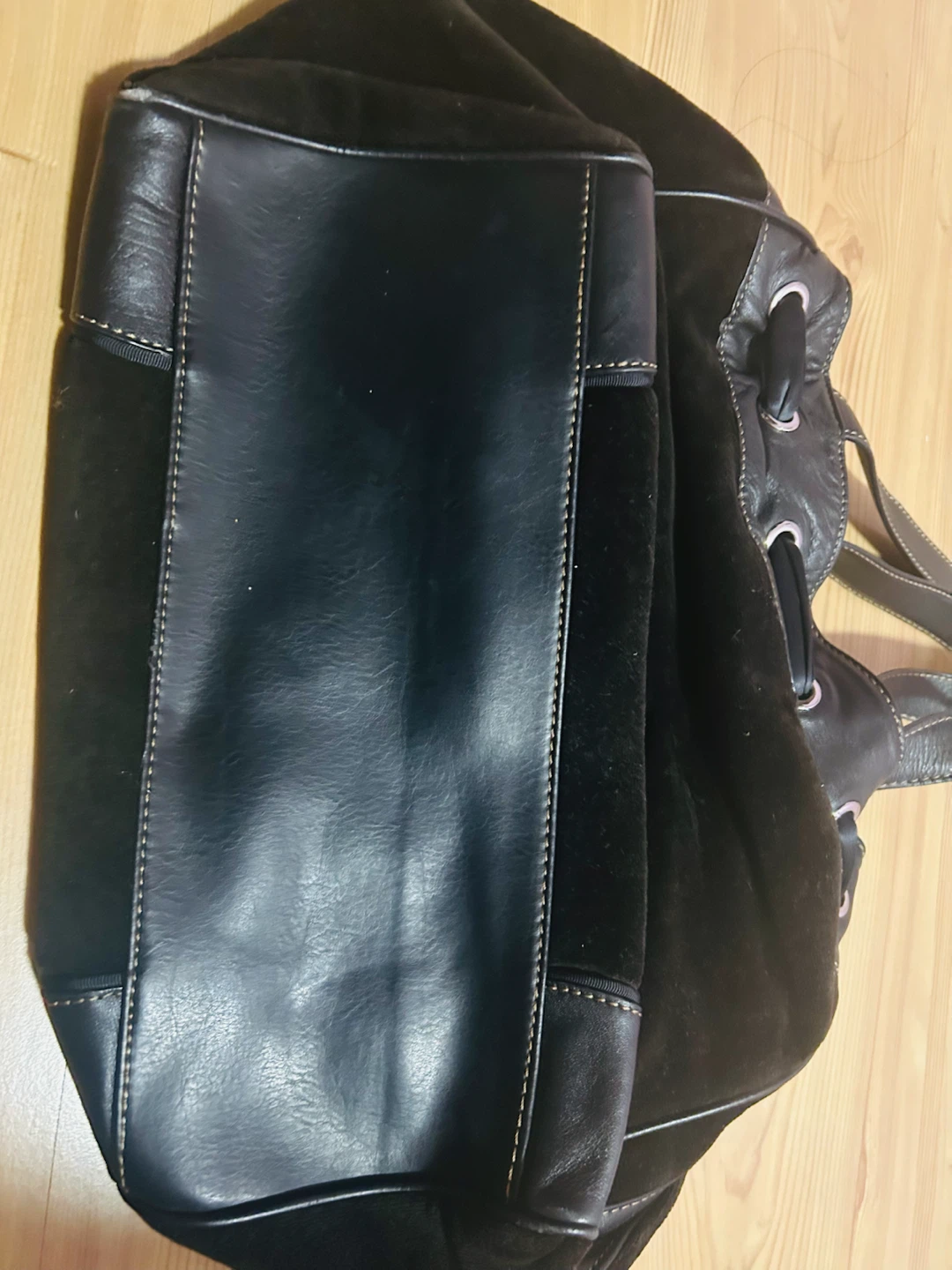 Vintage Juicy Couture Black Velour & Leather Tote Bag - photo 3