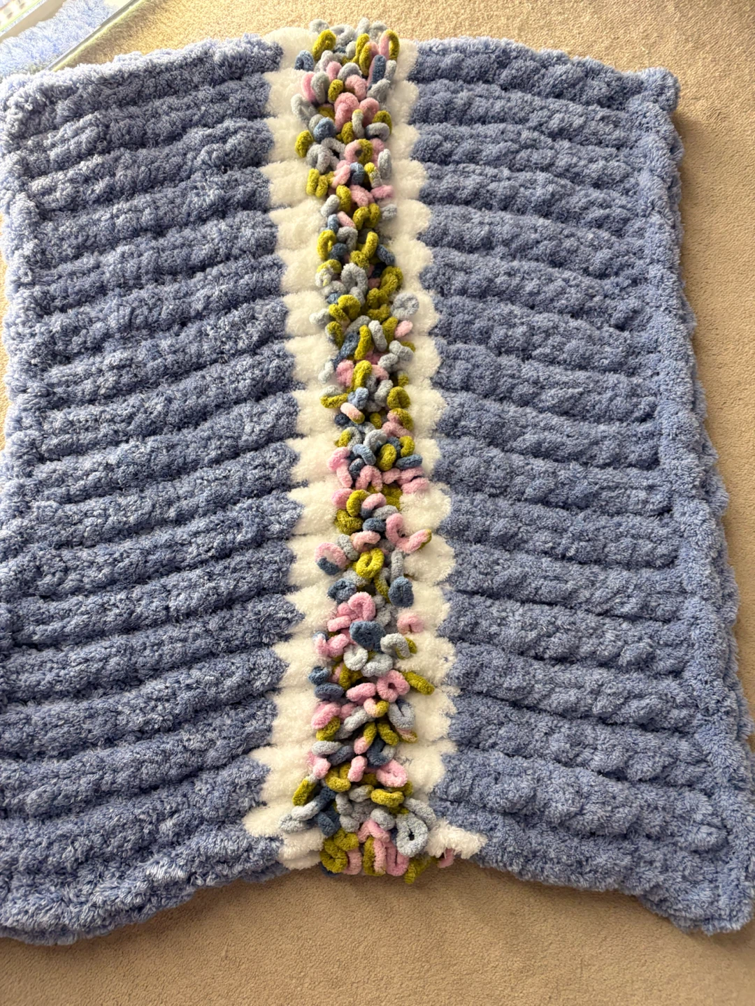 Chunky Knit Throw  baby Blanket Blue White - photo 3