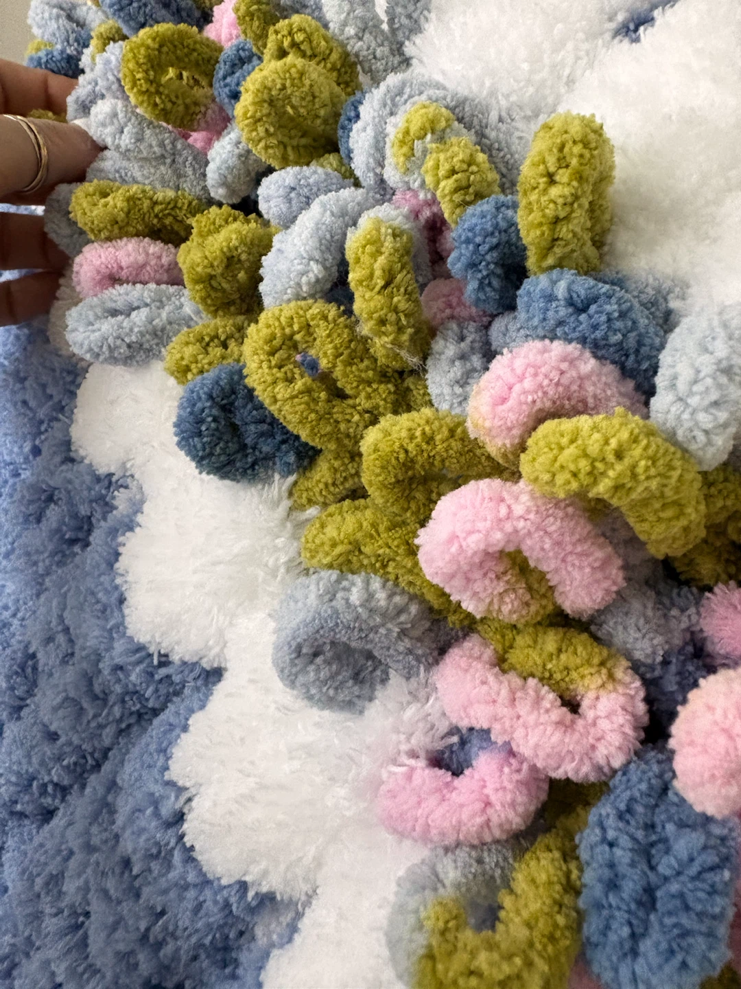 Chunky Knit Throw  baby Blanket Blue White - photo 5