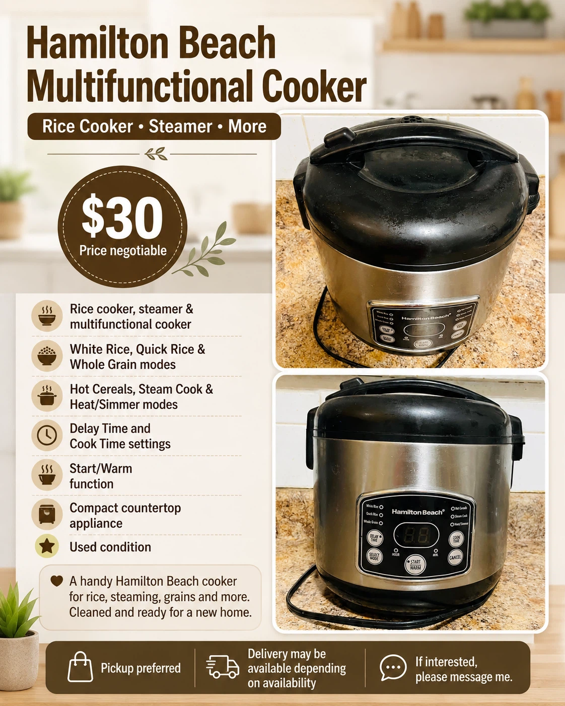 Hamilton Beach Multifunctional Cooker