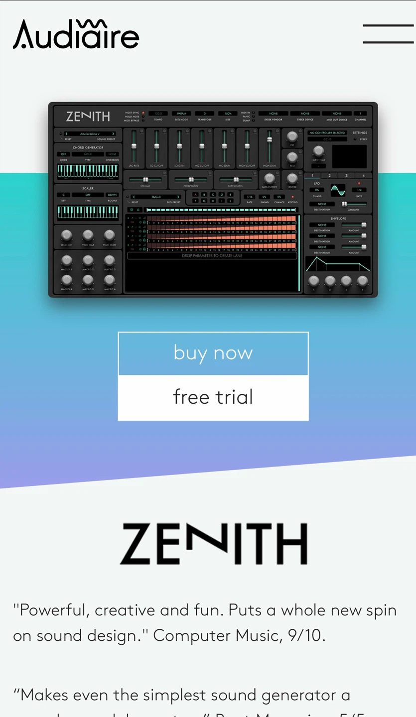Audiaire Zenith, Zone and Nuxx