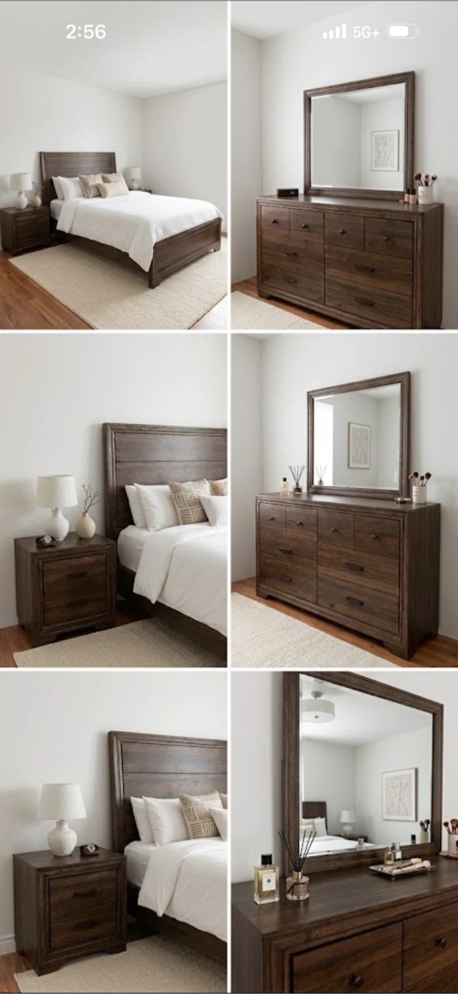 Bedroom Set - Queen Bed, Nightstand, Dresser with Mirror
