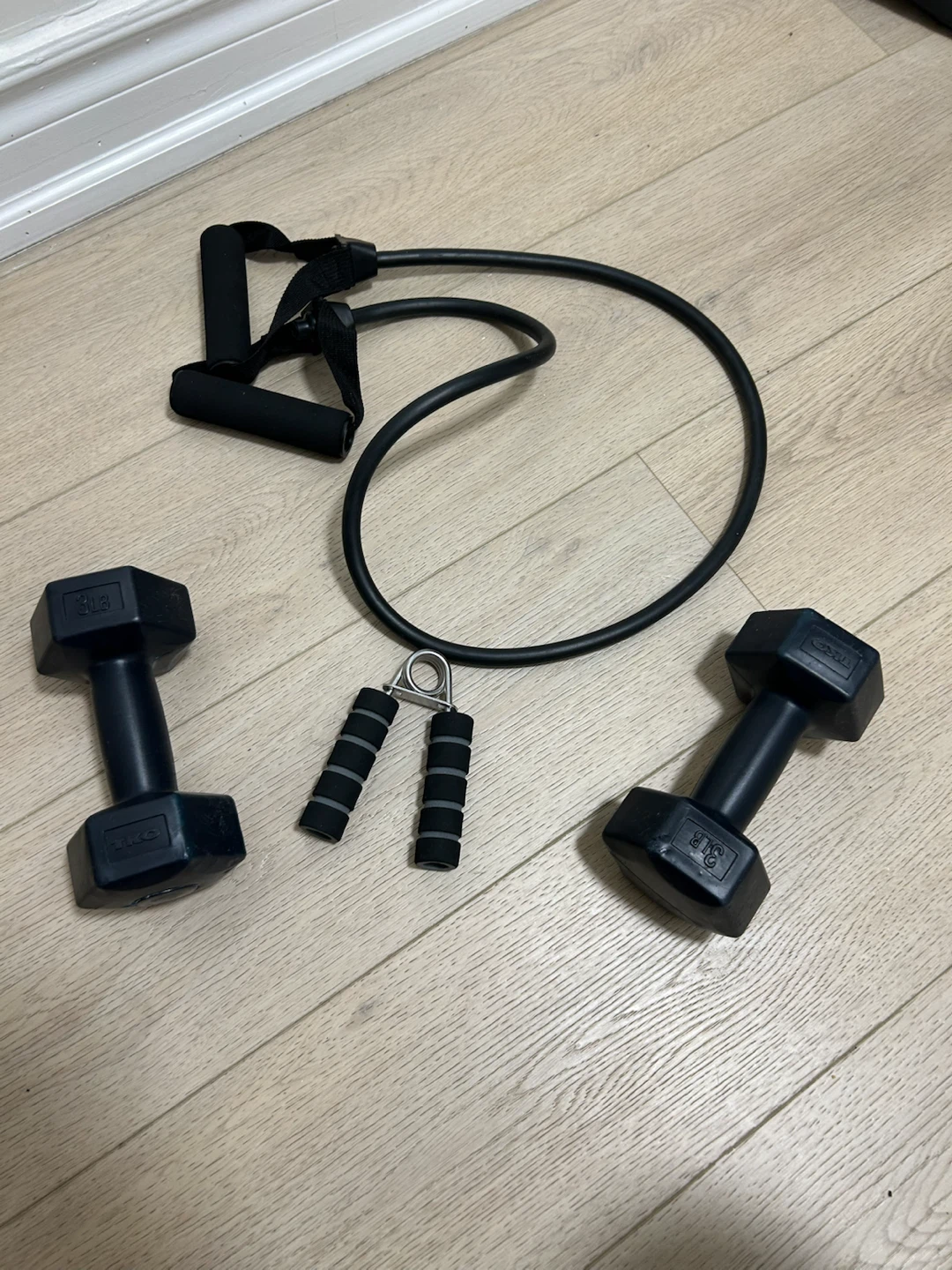 3 Lb Dumbbells, Resistance Band & Hand Gripper Set - photo 2
