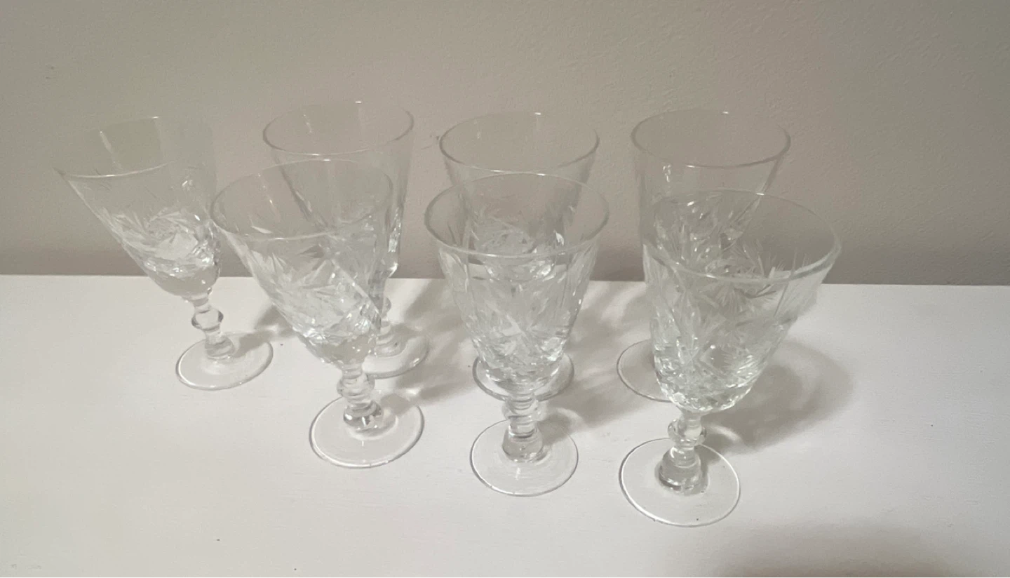 Vintage Pinwheel Crystal Glasses (Star of David)