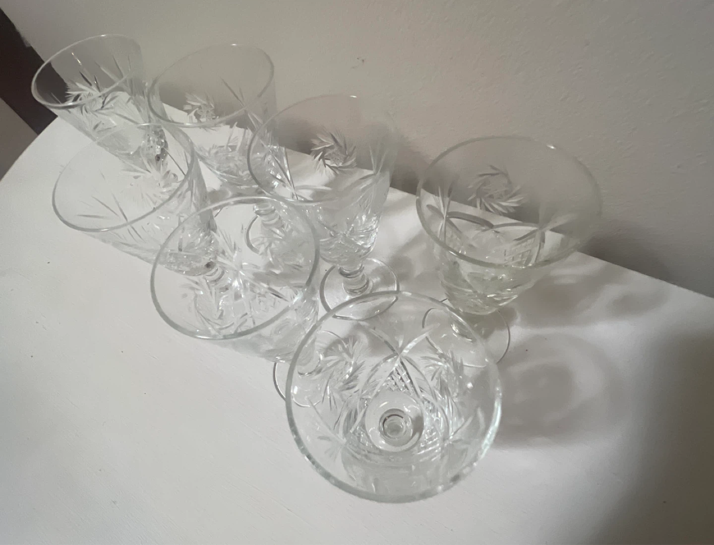 Vintage Pinwheel Crystal Glasses (Star of David) - photo 2