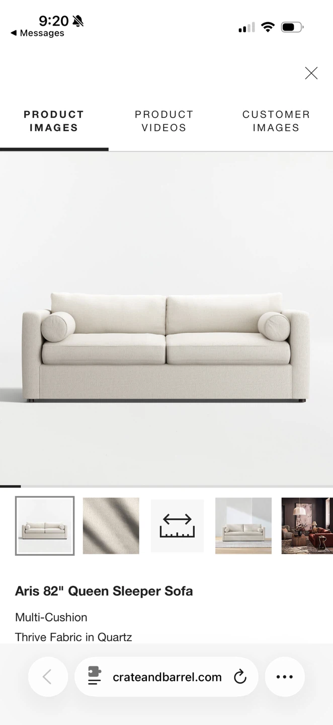 Crate & Barrel Aris 82" Queen Sleeper Sofa