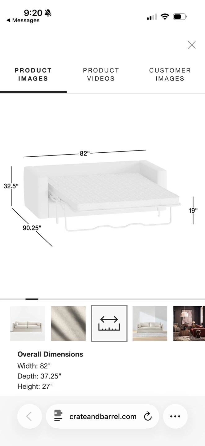 Crate & Barrel Aris 82" Queen Sleeper Sofa - photo 2