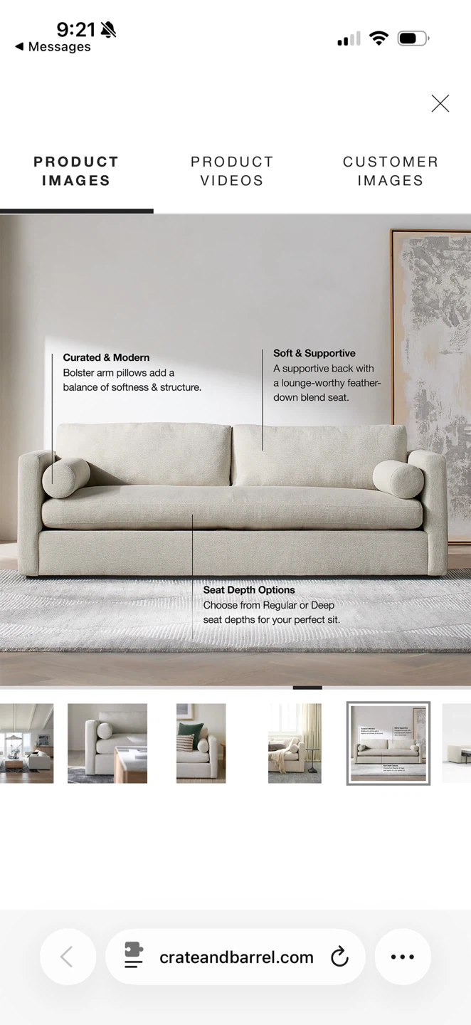 Crate & Barrel Aris 82" Queen Sleeper Sofa - photo 5