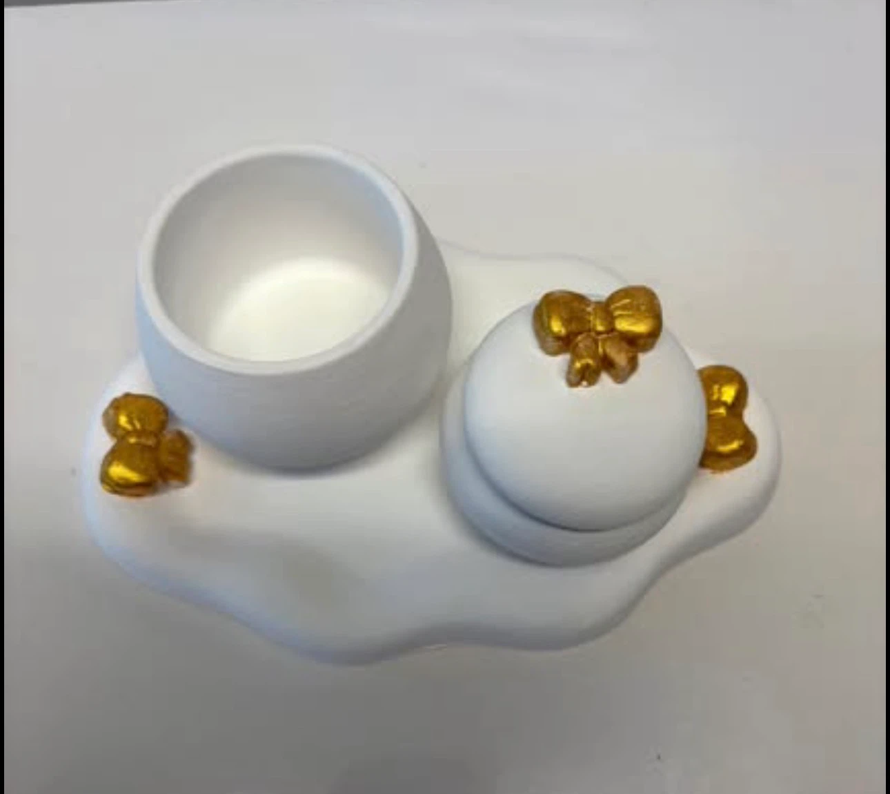 Handmade Decorative Tray with Two Bowls & Lid, Trinket organizer - photo 2
