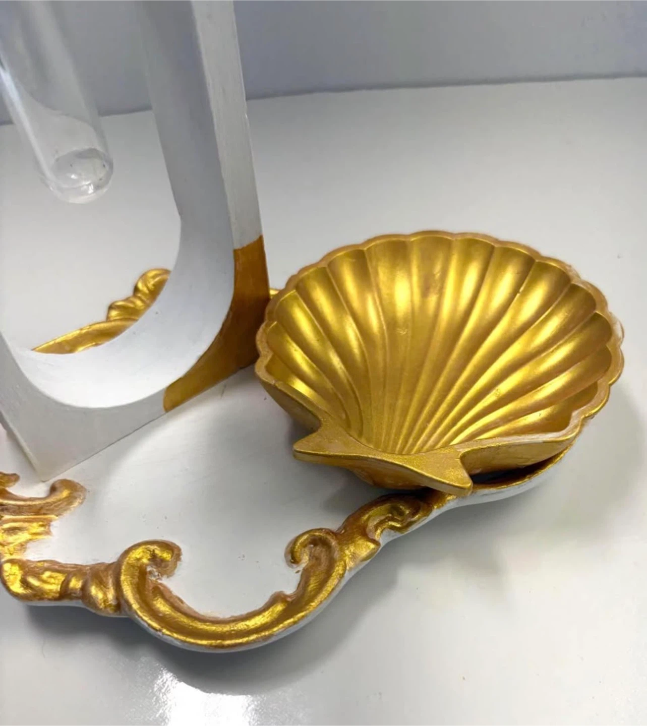 Handmade Elegant Tray set,gold shell dish and vase - photo 2
