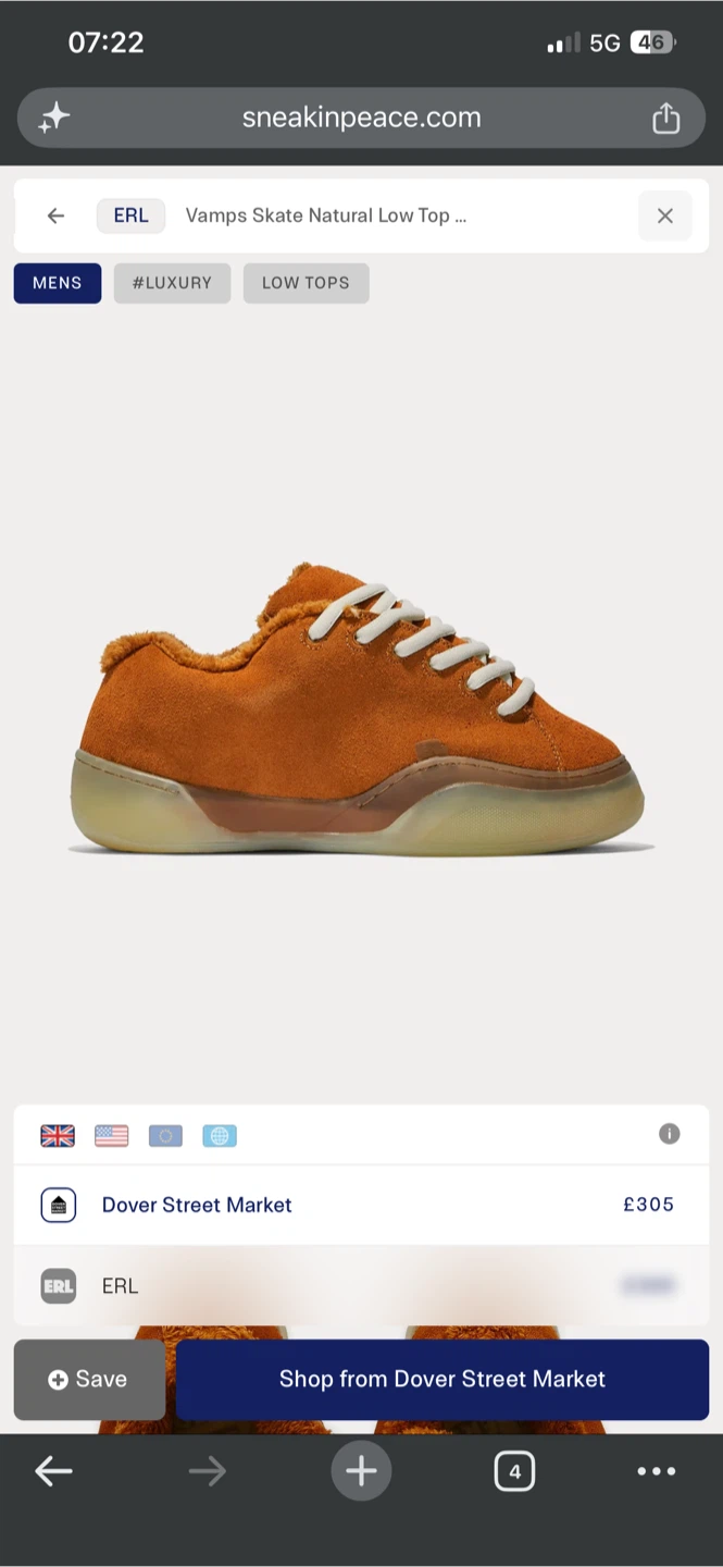 ERL vamp skate sneakers Natural Size-10