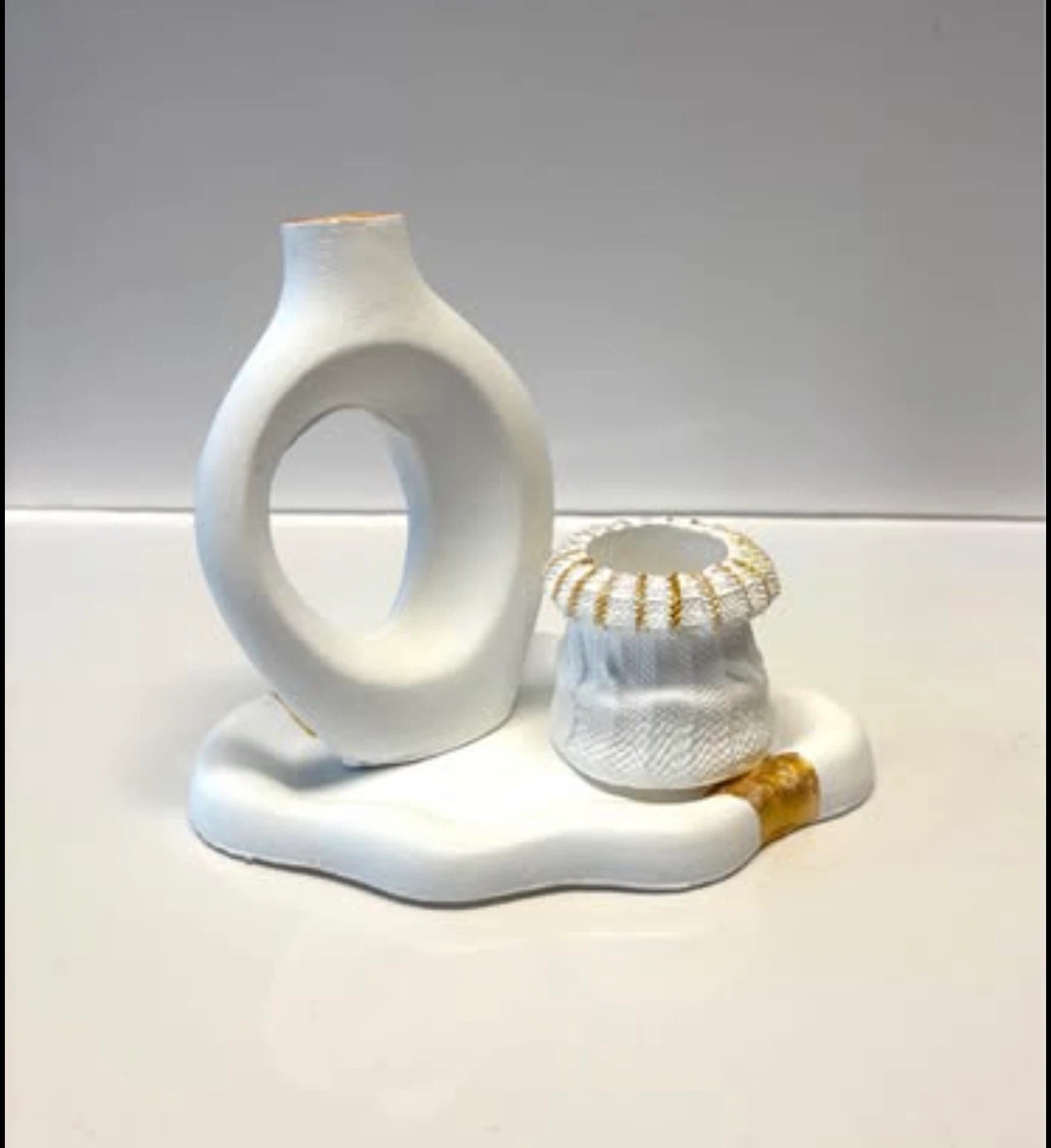Handmade Home Decor Set -Tray, trinket box, vase