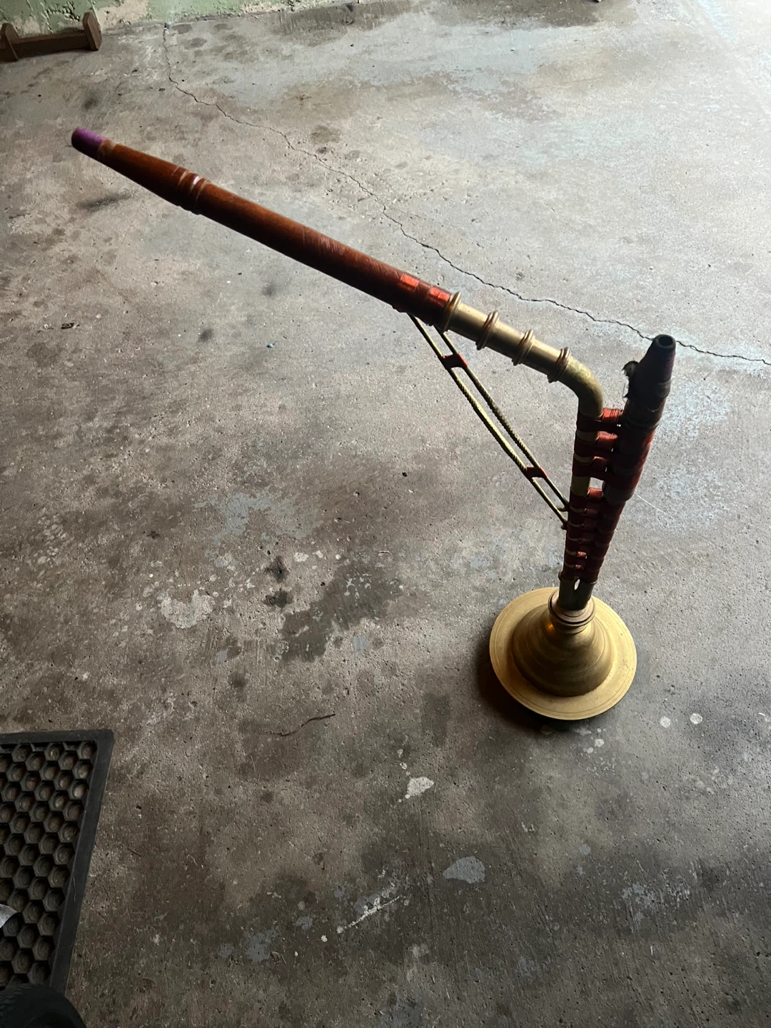 Vintage Brass and Wood Hookah Pipe - photo 2