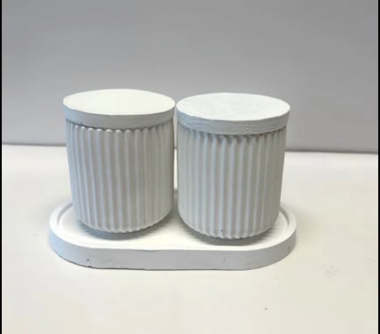 Handmade Home Decor Tray with 2 cylinder storage container