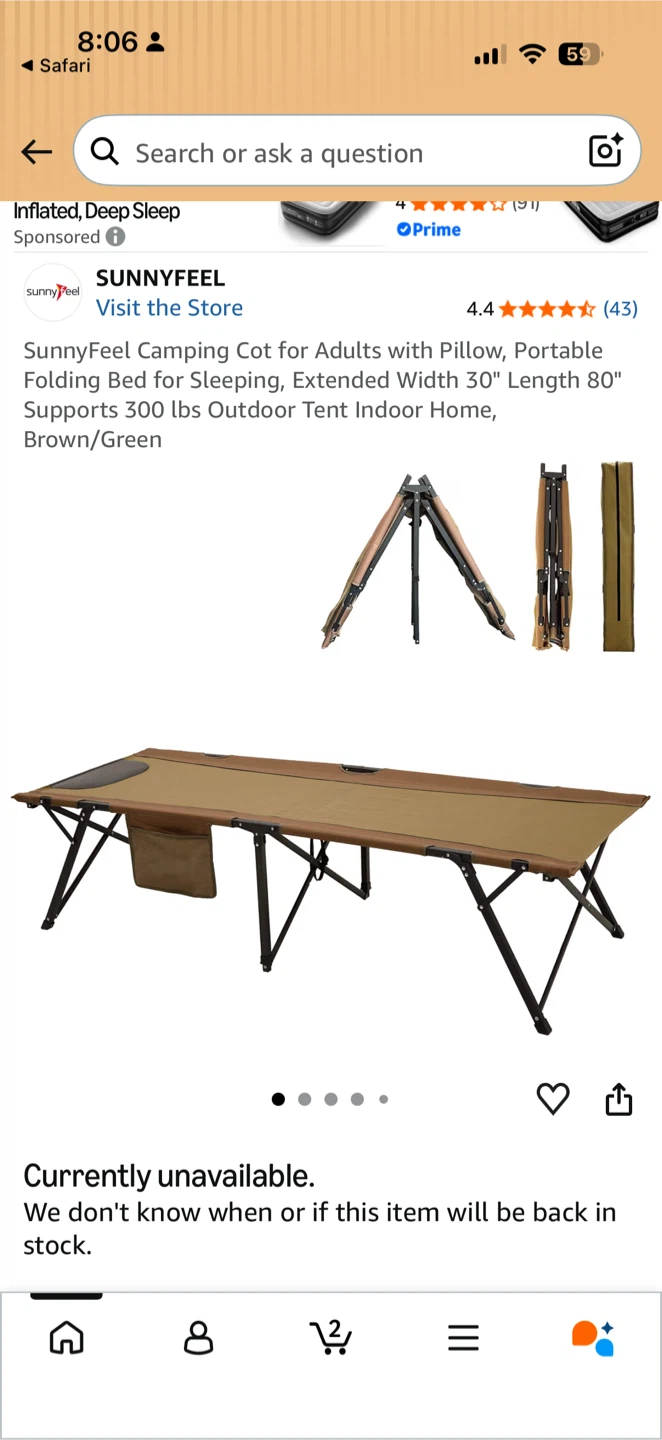 SunnyFeel Camping Cot