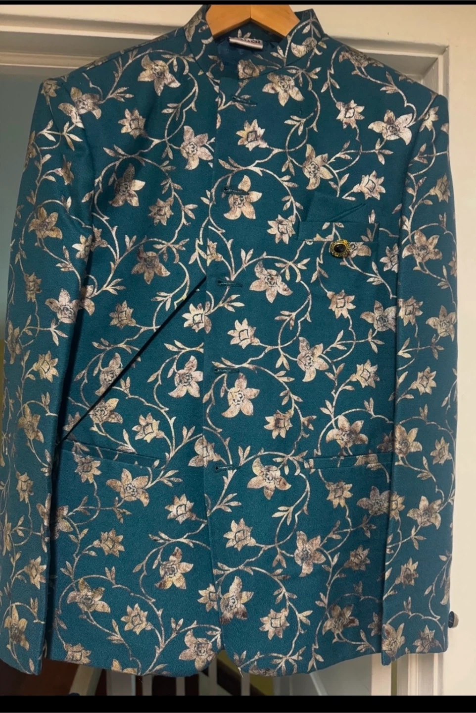 Teal Floral Print Jacket