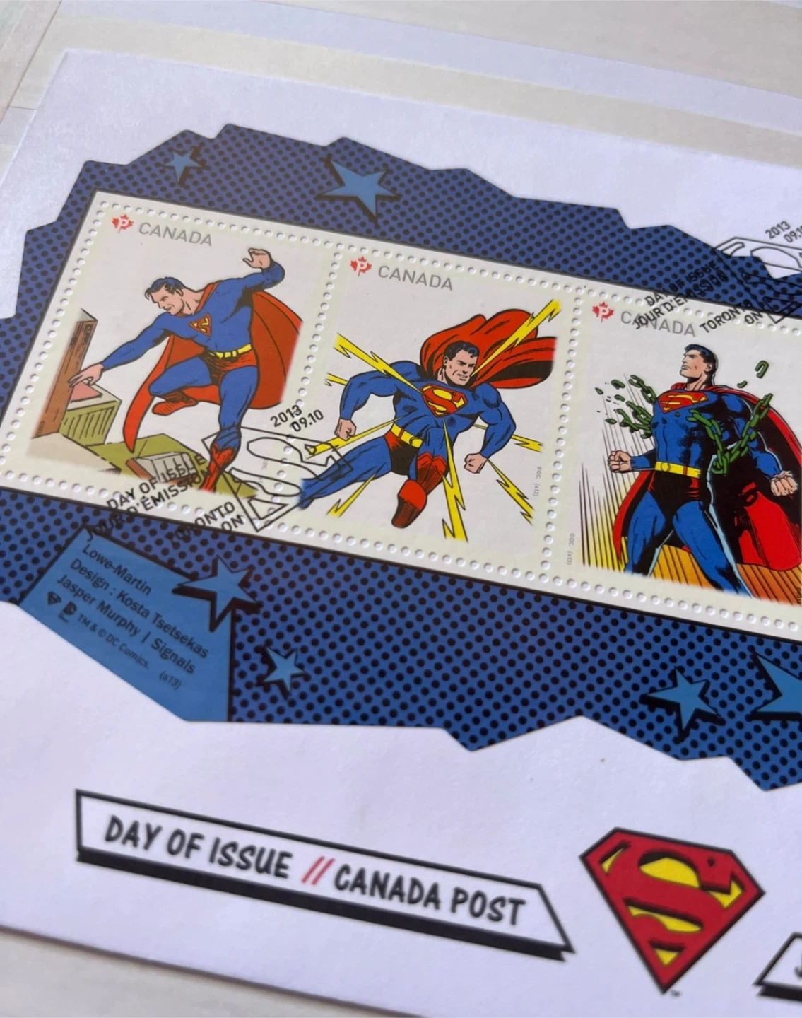 Superman (2013) Day of Issue Canadian Stamps