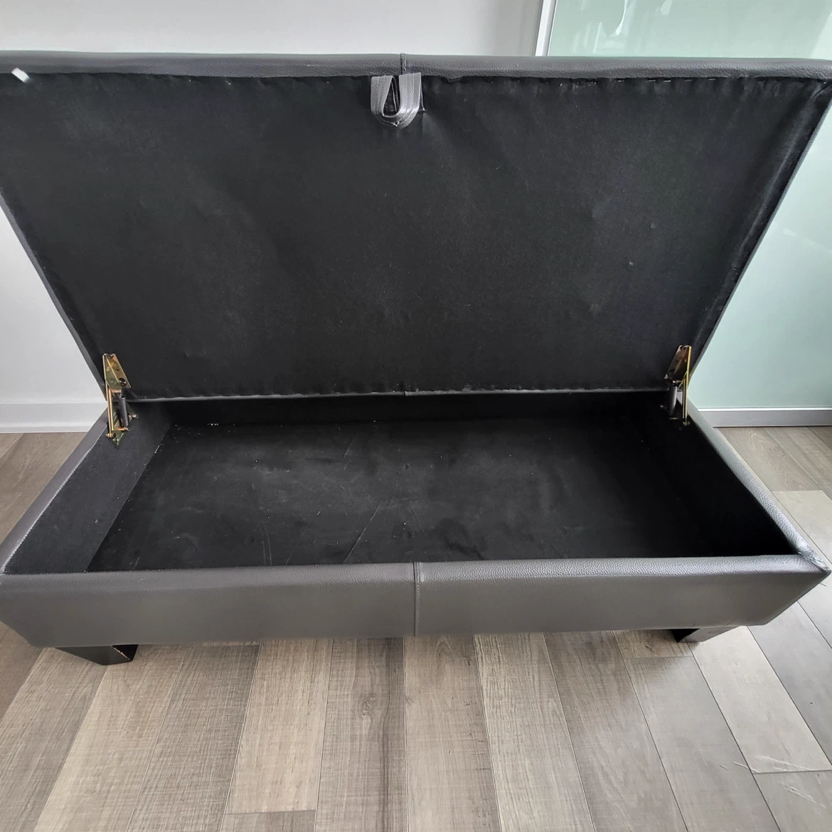 Grey Faux Leather Storage Ottoman