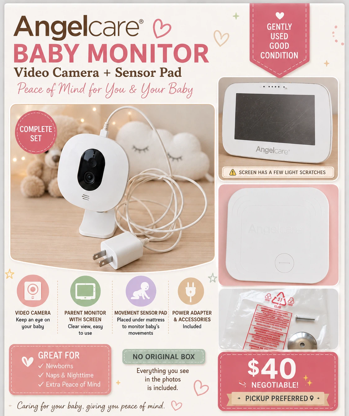 Angelcare Baby Monitor with Video Camera and Sensor Pad