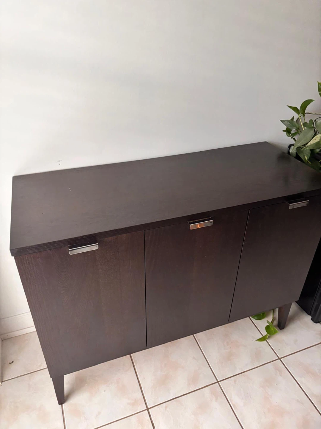 Crate and Barrel. Dark Wood 3-Door Cabinet