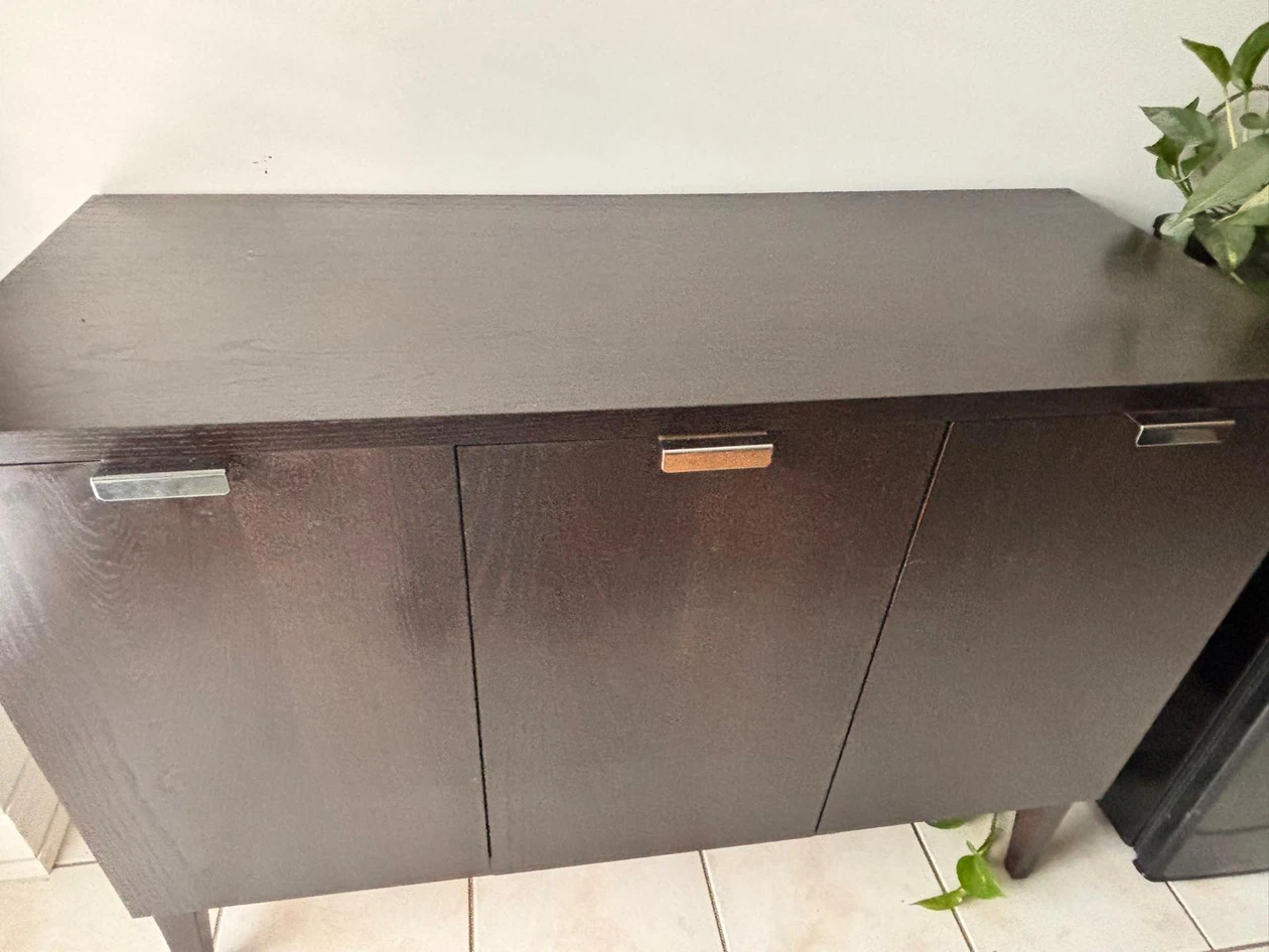 Crate and Barrel. Dark Wood 3-Door Cabinet - photo 3
