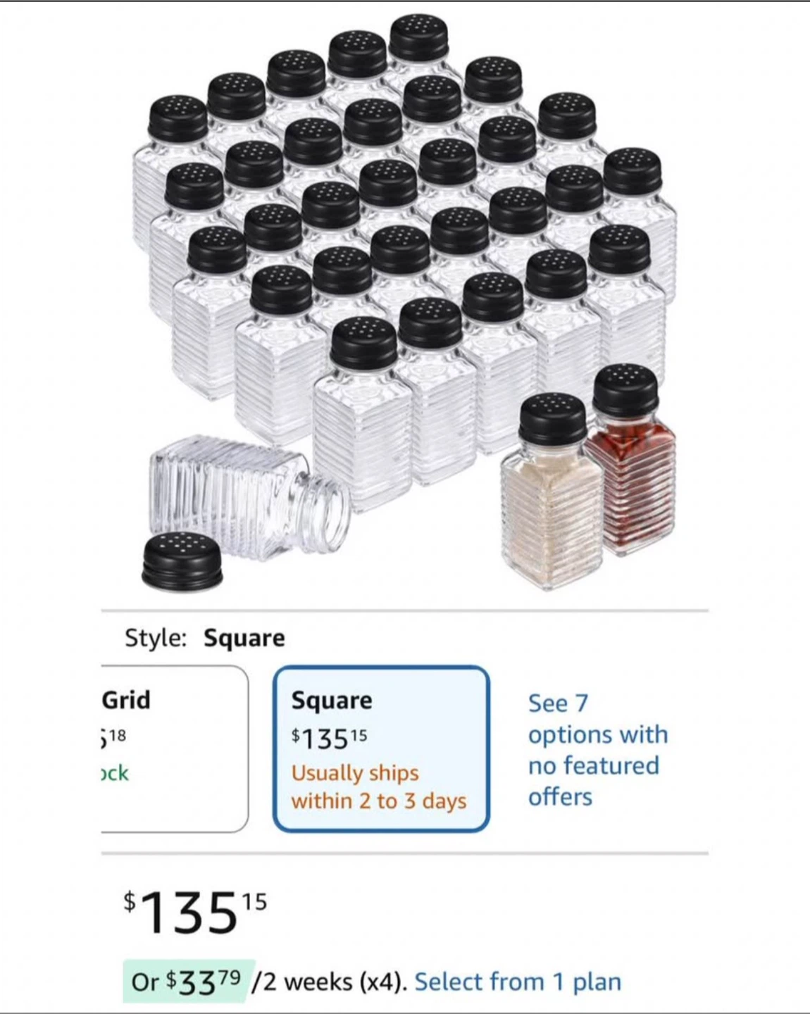 48 Pcs Square Spice Jars with Stainless Steel Lid