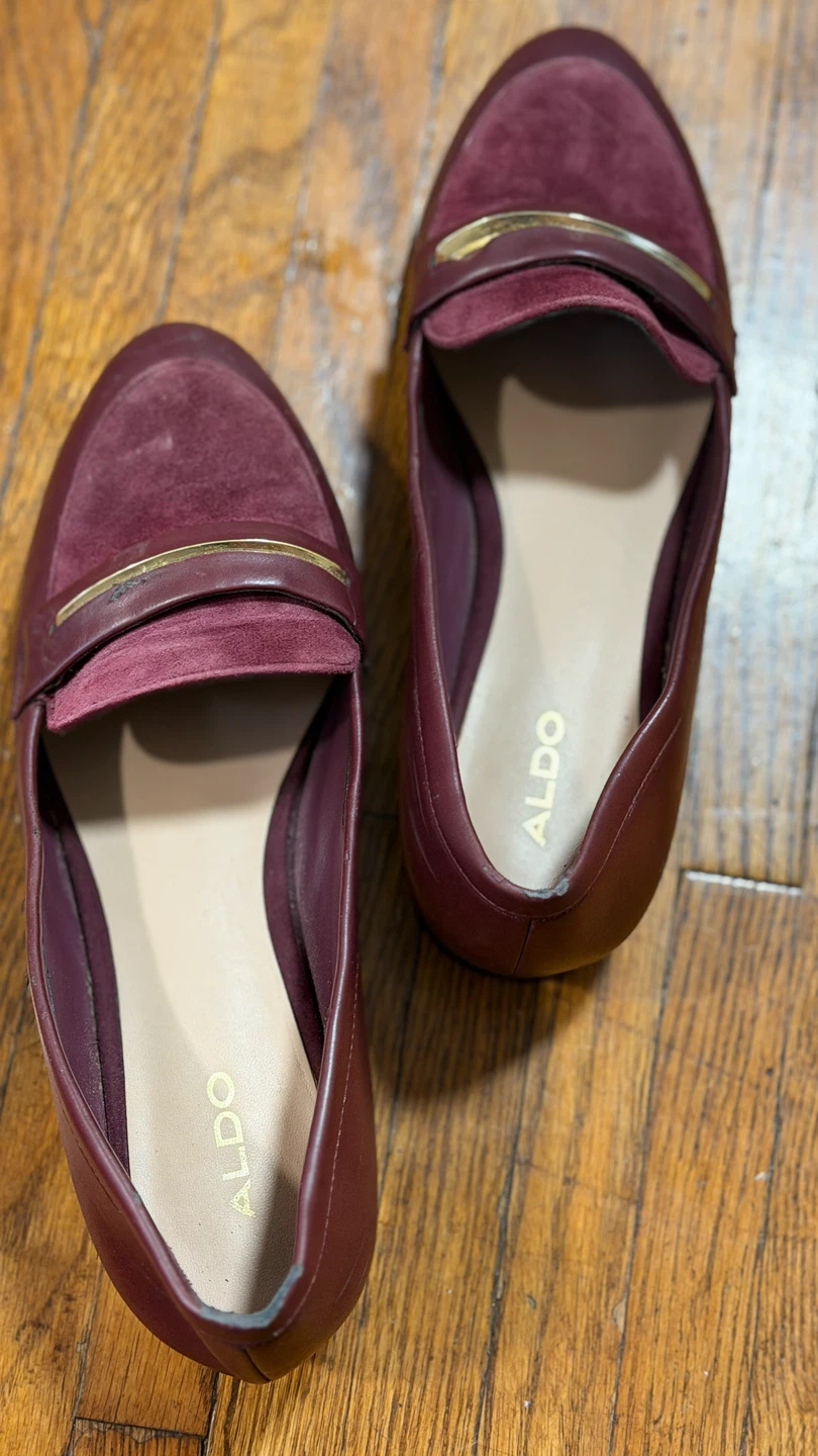 ALDO Burgundy Loafers with Gold Accent