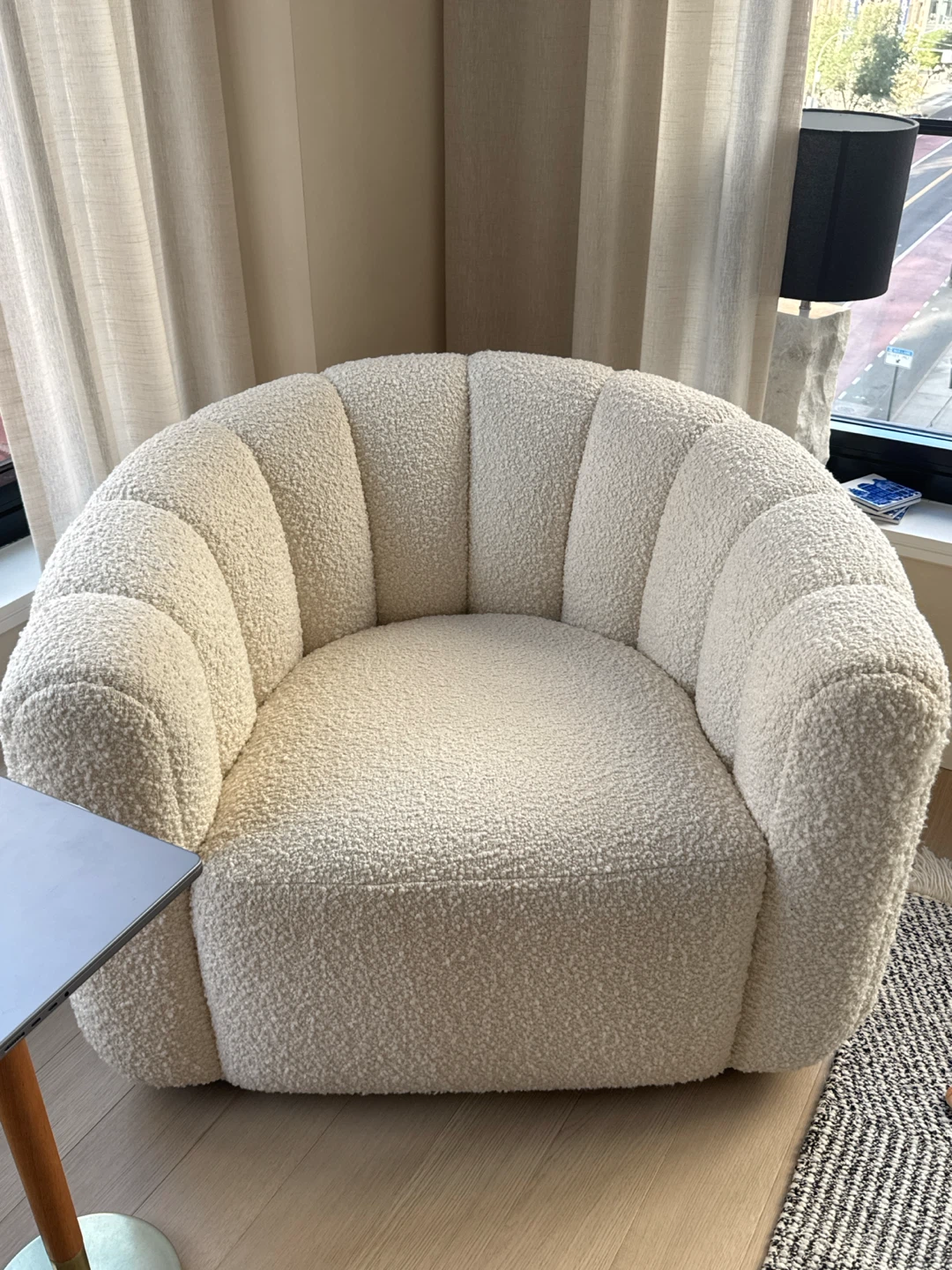 Boucle Armchair Accent Chair swivel from cb2