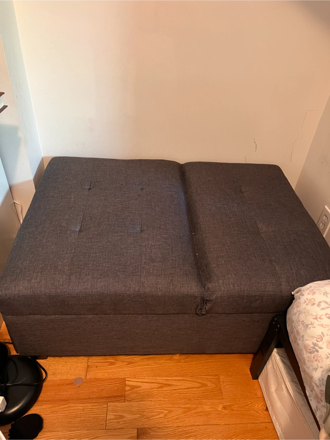 Grey Tufted Convertible Sleeper Sofa Bed Ottoman - photo 2