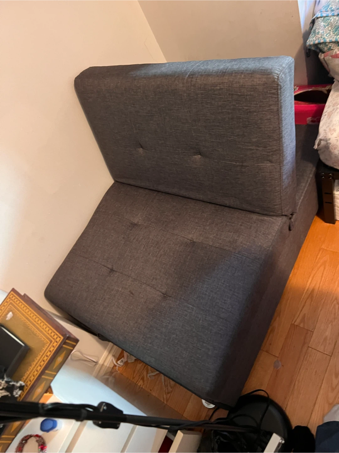 Grey Tufted Convertible Sleeper Sofa Bed Ottoman - photo 3