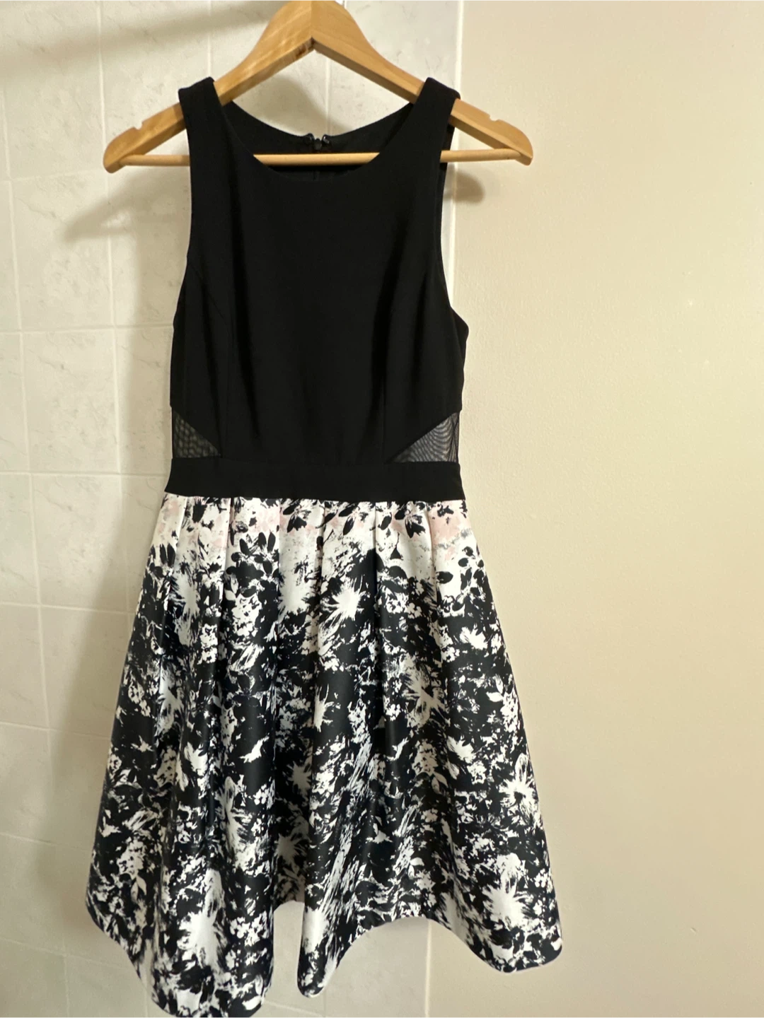 Black & White Floral Skater Dress