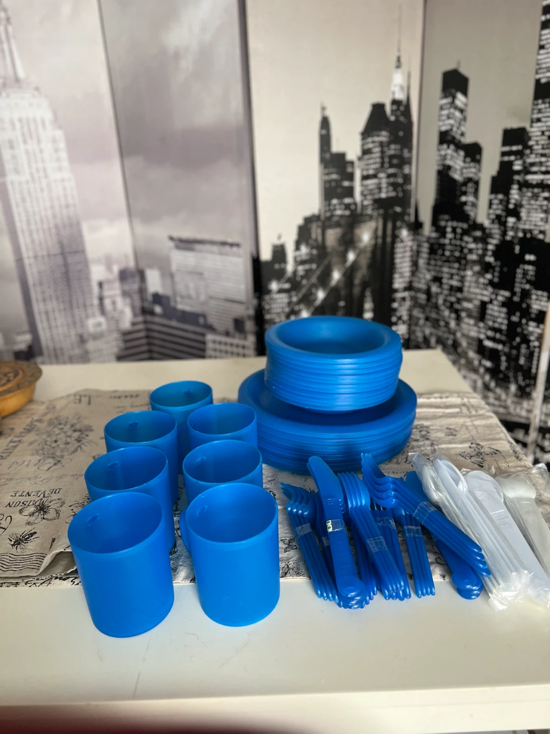 Set of plastic for summer barbecue