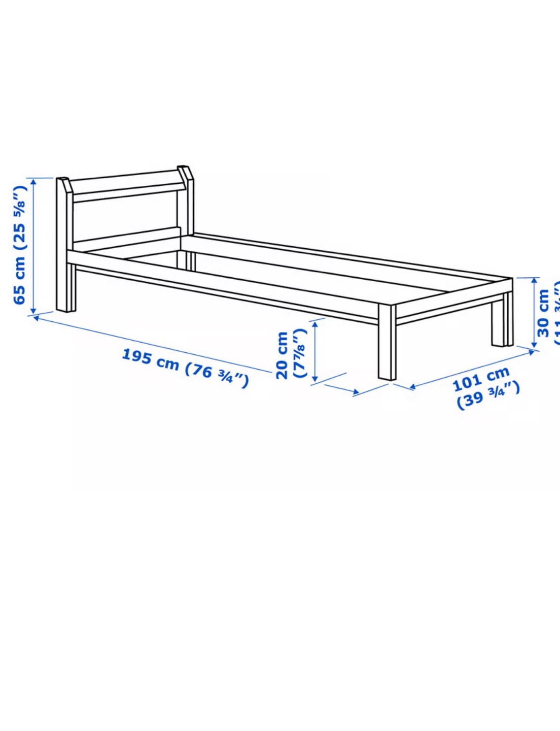 IKEA Single Bed Frame, mattress with Slats - photo 2
