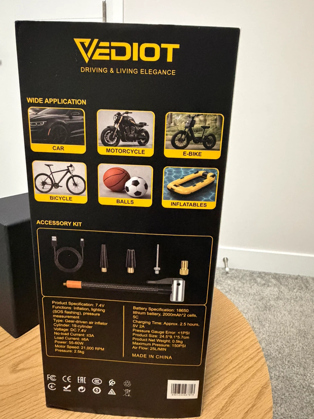 VEDIOT 150PSI Portable Digital Air Pump - photo 2