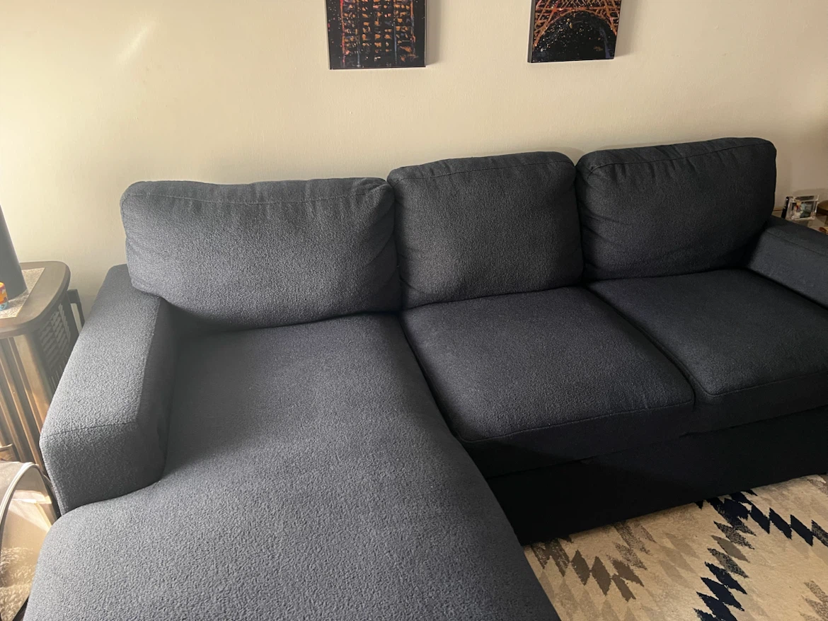 Playday Navy 93" Sectional Sofa with USB & USB-C Ports